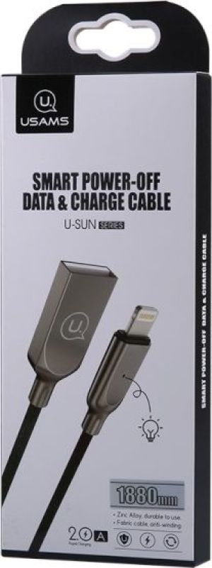 Kabel USB Usams USB-A - Lightning 1.9 m Czarny (IPYSUSB201) 1