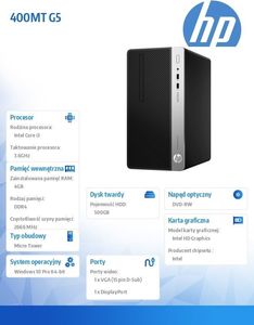 Komputer HP ProDesk Core i3-8100, 4 GB, Intel HD Graphics 630, 500 GB HDD Windows 10 Pro 4