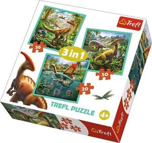 Trefl Puzzle 3w1 - Niezwykły świat dinozaurów (GXP-645298) 1