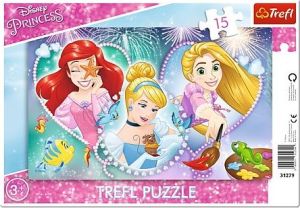Trefl Puzzle ramkowe 15 elementów - Disney Princess, Trzy uśmiechnięte księżniczki (GXP-645264) 1