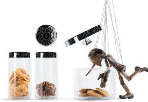 Alessi Słoik hermetyczny szkło i polerowana stal nierdzewna z reliefem 1,5l 2