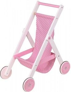 Lelin Różowy wózek spacerowy dla lalek drewniany (L31007) 1