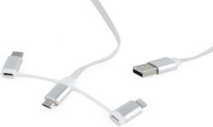 Kabel USB Gembird Kabel USB 2.0 combo 3w1 (iPhone, micro USB, USB C), 1.0m biały Gembird 1