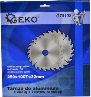 Geko Tarcza do aluminium z widią 250mmx100Tx32mm + zestaw redukcji (25) 4