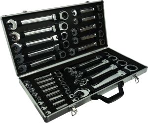 Geko Kpl.kluczy łamanych z grzechotką 22el. 6-32mm/alu waliza/ (2) 2