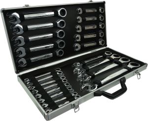 Geko Kpl. kluczy z grzechotką 22el. 6-32mm/alu walizka/(2) 2