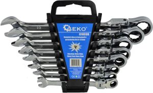 Geko komplet kluczy łamanych z grzechotką 8 elementów 8-22mm (G10338) 1