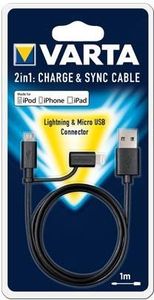 Kabel USB Varta Kabel Varta 57943101401 USB-C - MicroUSB/Lightning M/M 1m 1