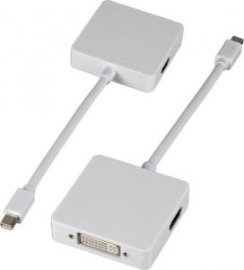 Adapter AV EFB DisplayPort mini - HDMI - DisplayPort - DVI-D 0.15m biały (EB986) 1