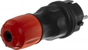 AWTools Wtyczka prosta 2p+Z, 16A EXTREM I Kl. Izolacji Uni Schuko hermatyczna IP 54 rozbieralna, czarna z czerwonymi nakrętkami 16A (W-97977) 2