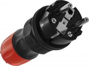 AWTools Wtyczka prosta 2p+Z, 16A EXTREM I Kl. Izolacji Uni Schuko hermatyczna IP 54 rozbieralna, czarna z czerwonymi nakrętkami 16A (W-97977) 5