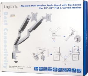 LogiLink Uchwyt biurkowy na 2 monitory 13" - 32" (BP0043) 5