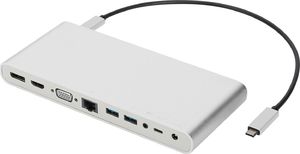 Stacja/replikator Digitus Stacja dokująca Digitus USB Typ C, 12-portów, Dual Monitor, 4K 30Hz, aluminiowa 1