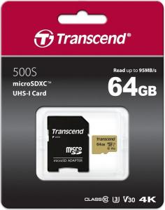 Karta Transcend 500S MicroSDXC 64 GB Class 10 UHS-I/U3 V30 (TS64GUSD500S) 2