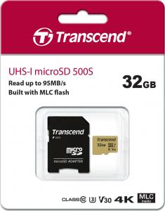 Karta Transcend 500S MicroSDHC 32 GB Class 10 UHS-I/U3 V30 (TS32GUSD500S) 2