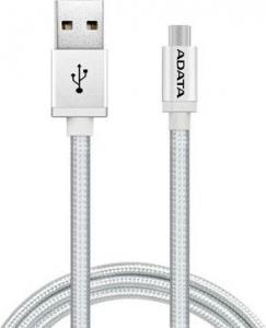 Kabel USB ADATA USB-mUSB 200cm srebrny alu-knit (AMUCAL-200CMK-CSV) 1