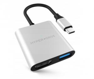 Adapter USB HyperDrive USB-C - HDMI + USB-C + USB Srebrny  (HD259A-SILVER) 1