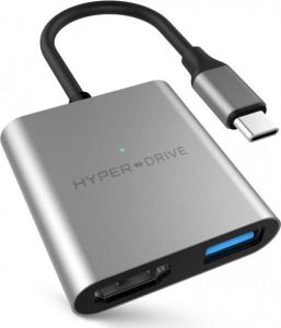 Adapter USB HyperDrive USB-C - HDMI + USB-C + USB Srebrny  (HD259A-GRAY) 1
