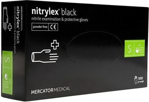 Safemed Rękawice zabiegowe nitrylowe S czarne Select Pf Black bezpudrowe 100szt 1