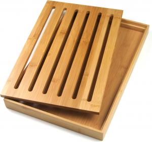 Deska do krojenia KingHoff z tacą na okruszki bambusowa 38x23.5cm 2