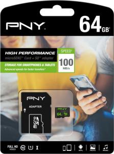 Karta PNY MicroSD 64 GB Class 10  (SDU64GHIGPER-1-EF) 1
