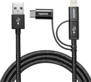 Kabel USB ADATA USB to USBC-mUSB 100cm 3in1 (AMCL23IN1-100CMK-CBK) 1