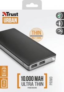 Powerbank Trust Primo Thin 10000mAh Czarny 10