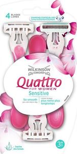 Wilkinson Sword MASZYNKI JEDNOCZĘŚCIOWE QUATTRO FOR WOMEN SENSITIVE /3 szt. 1