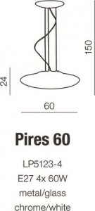 Lampa wisząca Torino Lampa wisząca zwis Azzardo Pires 60 4x60W E27 biała / chrom LP 5123-4 3