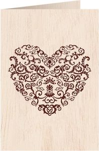 Cozywood Karnet drewniany C6 + koperta Serce wzory Ślub 1