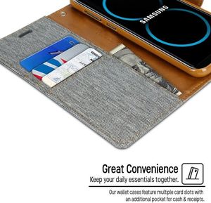 Mercury Mercury Canvas Diary - Etui Samsung Galaxy S8+ Z Kieszeniami Na Karty + Stand Up (szary/camel) 4