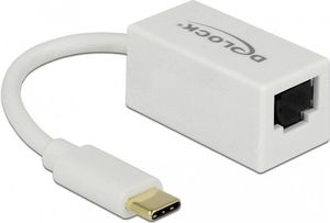 Karta sieciowa Delock KAB USB C > Adapter Netzwerk RJ45 (1000 MBit/s) weiß Delock 1