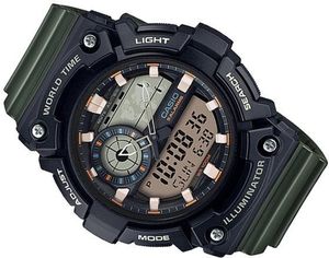 Zegarek Casio Męski AEQ-200W-3AVEF WorldTime czarny 2