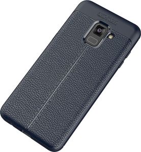 Hurtel Litchi Pattern elastyczne etui pokrowiec Samsung Galaxy A8 2018 A530 niebieski 2