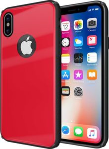 Hurtel Tempered Glass Case etui pokrowiec nakładka ze szkła hartowanego iPhone X czerwony 1