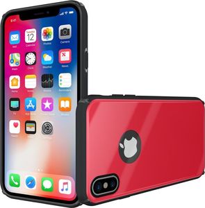 Hurtel Tempered Glass Case etui pokrowiec nakładka ze szkła hartowanego iPhone X czerwony 2