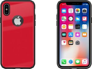 Hurtel Tempered Glass Case etui pokrowiec nakładka ze szkła hartowanego iPhone X czerwony 3