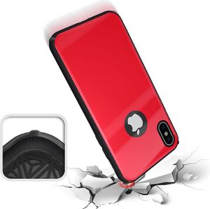 Hurtel Tempered Glass Case etui pokrowiec nakładka ze szkła hartowanego iPhone X czerwony 4