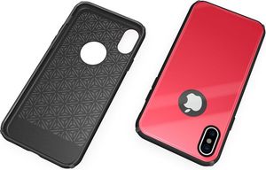 Hurtel Tempered Glass Case etui pokrowiec nakładka ze szkła hartowanego iPhone X czerwony 6