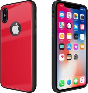 Hurtel Tempered Glass Case etui pokrowiec nakładka ze szkła hartowanego iPhone X czerwony 7