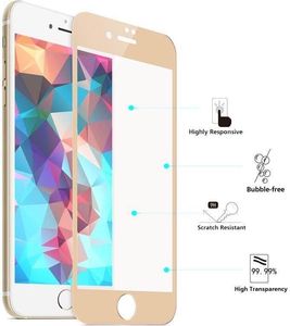 Zizo Zizo Full Edge to Edge - Szkło ochronne 9H na cały ekran iPhone 7 Plus (złota ramka) 2