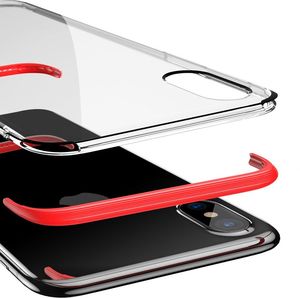 Baseus Etui iPhone X Baseus Armor Case przezroczysty pokrowiec z wzmocnioną ramką czerwony 3