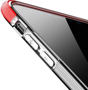Baseus Etui iPhone X Baseus Armor Case przezroczysty pokrowiec z wzmocnioną ramką czerwony 4