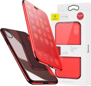 Baseus Etui iPhone X Baseus Touchable Case żelowy pokrowiec ze szkłem hartowanym iPhone X czerwony 1