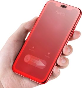 Baseus Etui iPhone X Baseus Touchable Case żelowy pokrowiec ze szkłem hartowanym iPhone X czerwony 2
