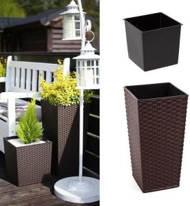 Lamela Doniczka Finezja z wkładem Rattan Mokka 30x30x57 2