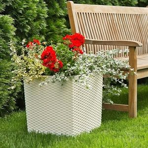 Lamela Doniczka Juka z wkładem Rattan Mokka 400x400 H:41,5cm 3