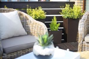 Lamela Doniczka Juka z wkładem Rattan Mokka 400x400 H:41,5cm 4
