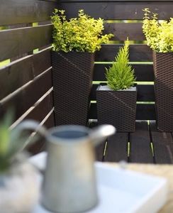 Lamela Doniczka Juka z wkładem Rattan Mokka 400x400 H:41,5cm 6