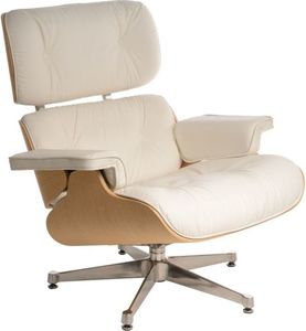 D2 Design Fotel Vip biały-natural oak, srebrna baza 1